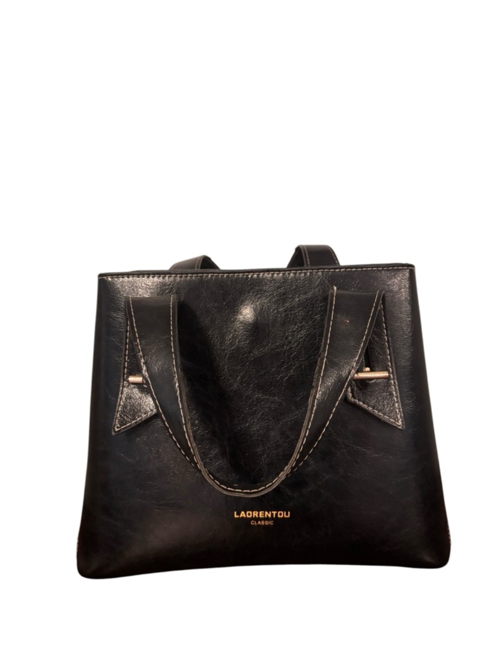 Classic Black Leather Tote Bag